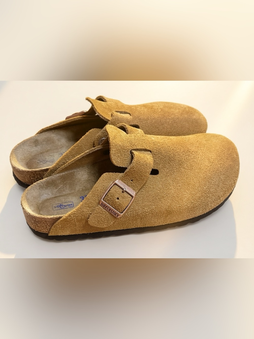 Birkenstock Boston Suede Clogs Taupe Mink EU 37 US 6-6.5 Narrow Soft Footbed